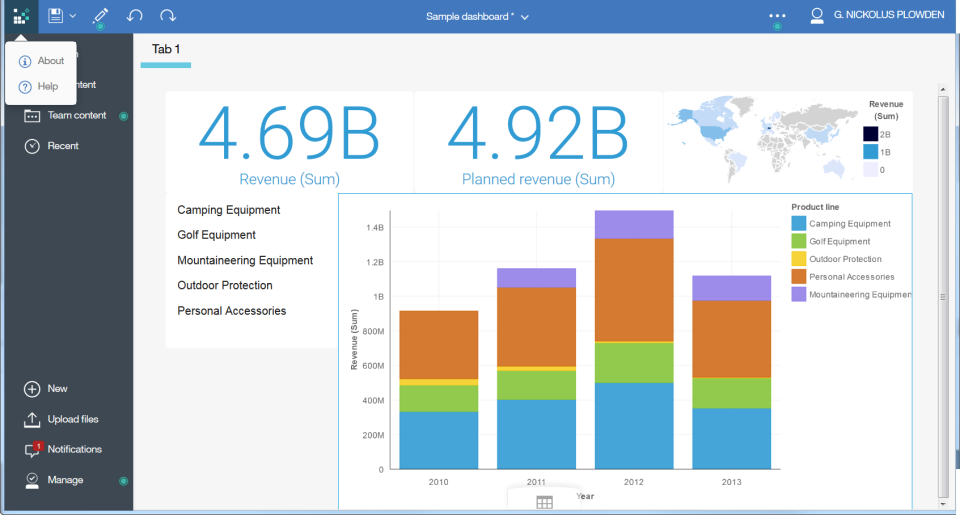 screenshot of IBM Cognos Analytics